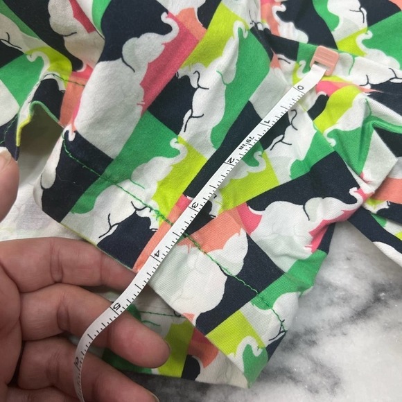 CROWN & IVY Bright Multicolor Elephant Print High-Rise 11" Shorts Women Size 12 - Picture 4 of 6